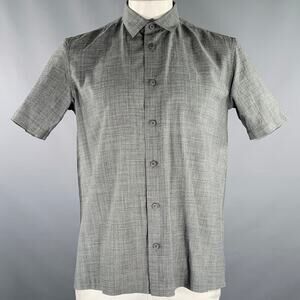 ISSEY MIYAKE Size L Grey Heather Polyester Linen Short Sleeve Shirt